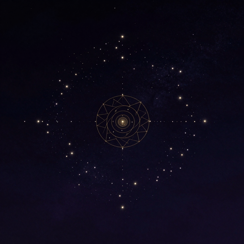 星辰：一片深邃夜空，散布着疏密有致、大小不一的白色光点，光点随机分布不构成特定星座，无月亮无云，光点矩阵向四周延展，边缘隐入大