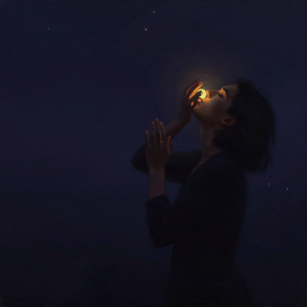厌恶：一个人的侧身剪影，身体明显后仰，一只手抬起掩住口鼻，另一只手向前微推作拒绝状；面部可见上唇提升、鼻翼收缩、眉头紧锁；背景