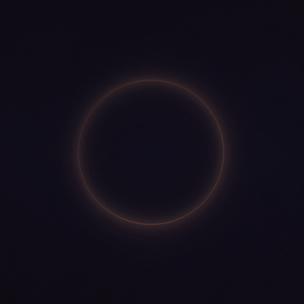 本源实相：一片纯净深色背景中央，悬着一道极淡的、未闭合的墨色圆环，圆环边缘渐隐消散，环心与四周皆为空旷，无任何点缀或结构