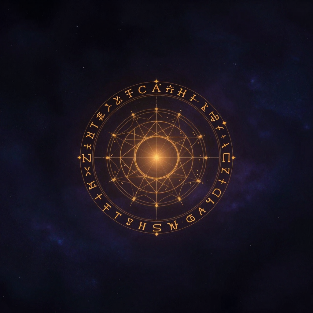 哥德尔：一个由数学符号构成的命题环悬浮于空处，符号首尾相咬形成无法解开的逻辑闭环，环心透出一处极微弱的暖意