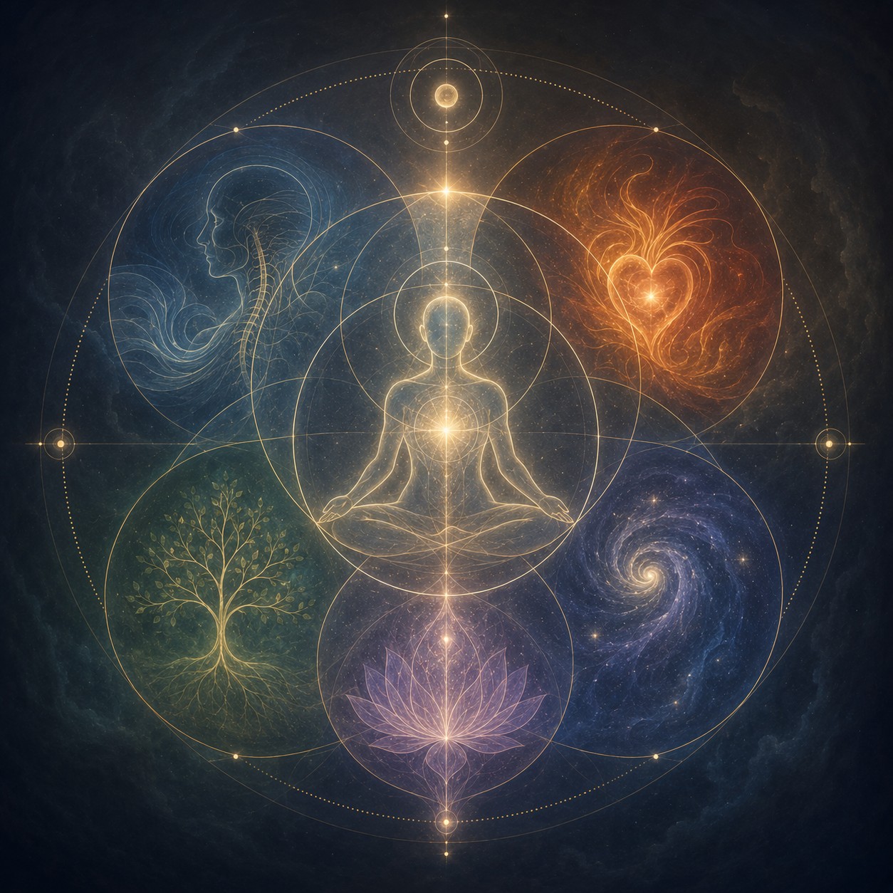 心灵：一只蝴蝶悬浮于空旷中，翅膀纹理隐约呈现人形轮廓，翅尖散发出极细微光，四周归于深邃