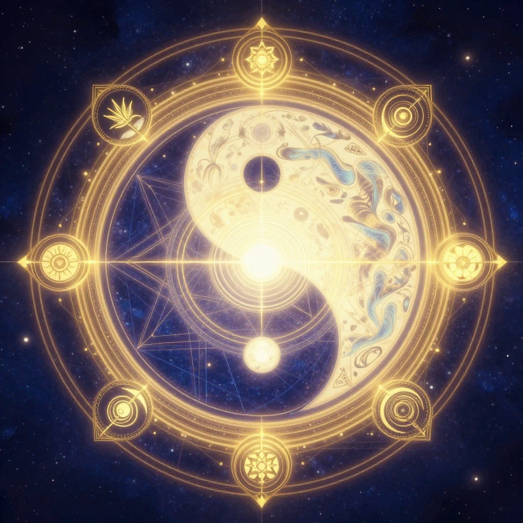 整合学：A luminous mandala blending Eastern yin-yang and Western spi