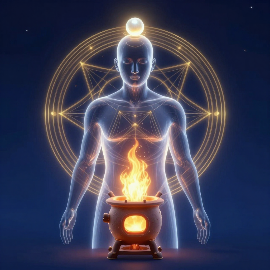 鼎炉：A symbolic illustration of an alchemical furnace and cauldro