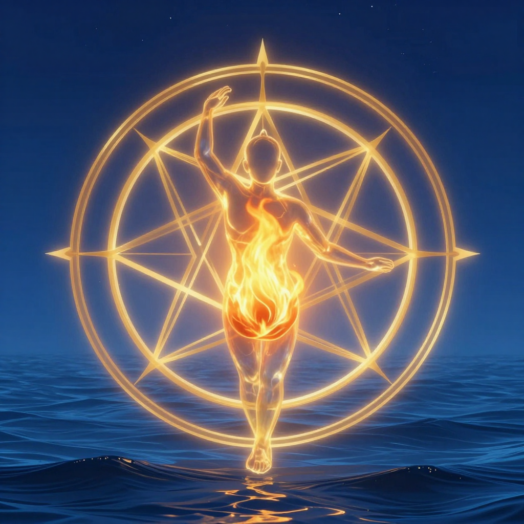 激情：A symbolic image of a flame dancing inside a transparent hum
