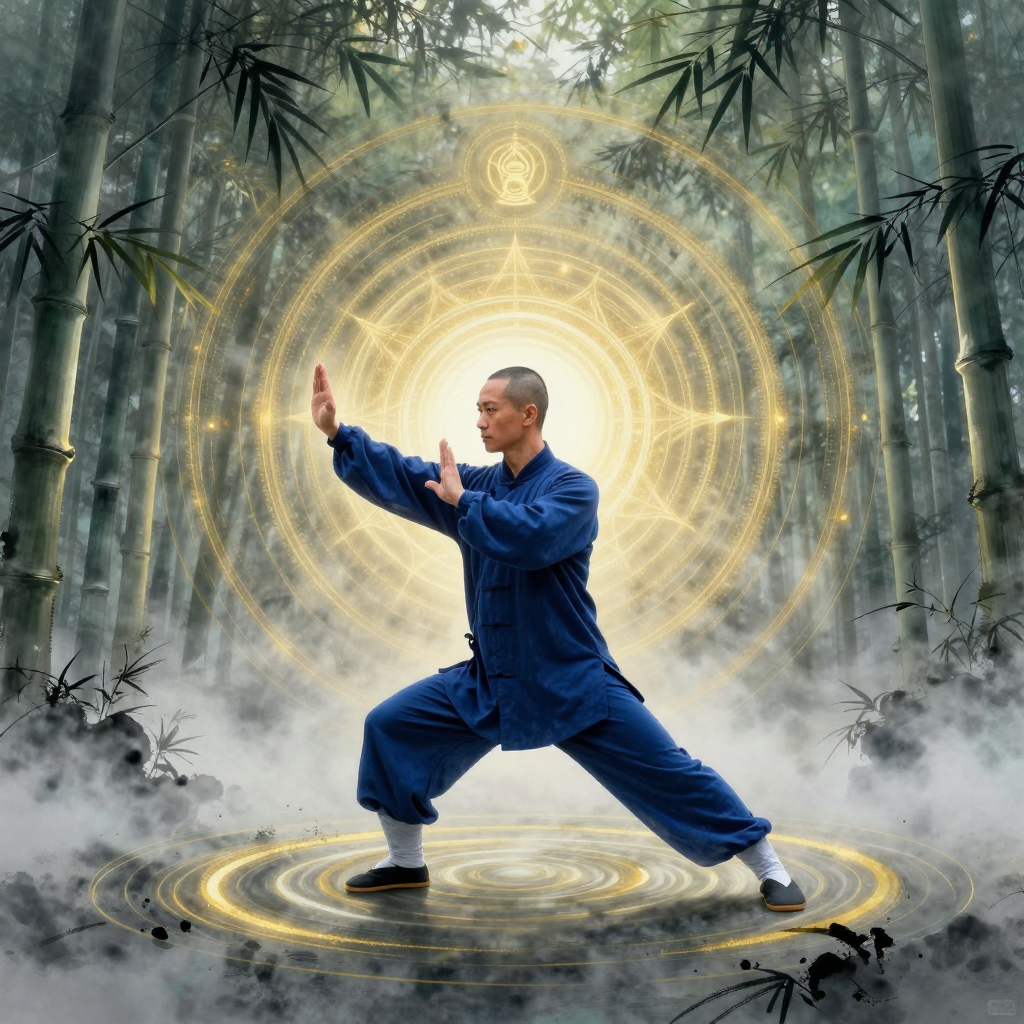 王芗斋：Chinese martial arts master Wang Xiangzhai standing in Zhanz