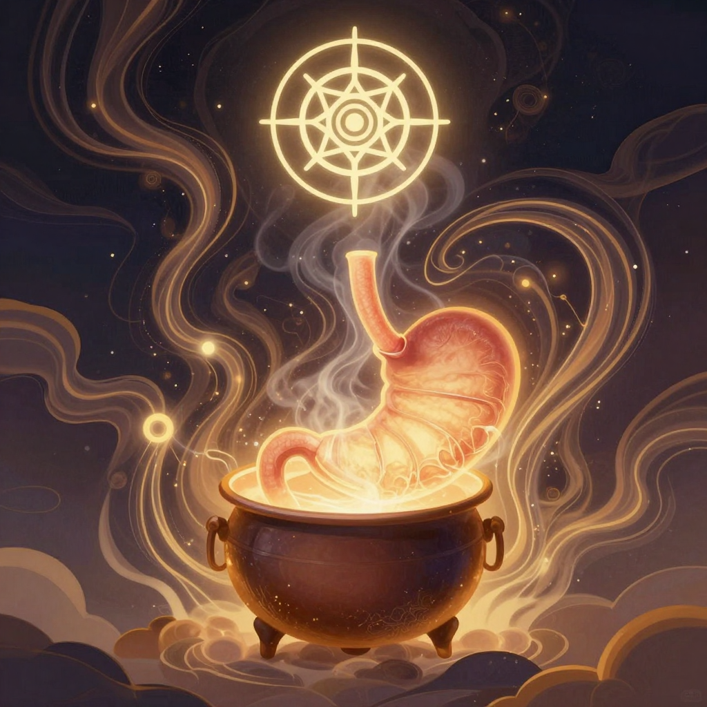 中焦：A traditional Chinese medicine illustration of the middle bu
