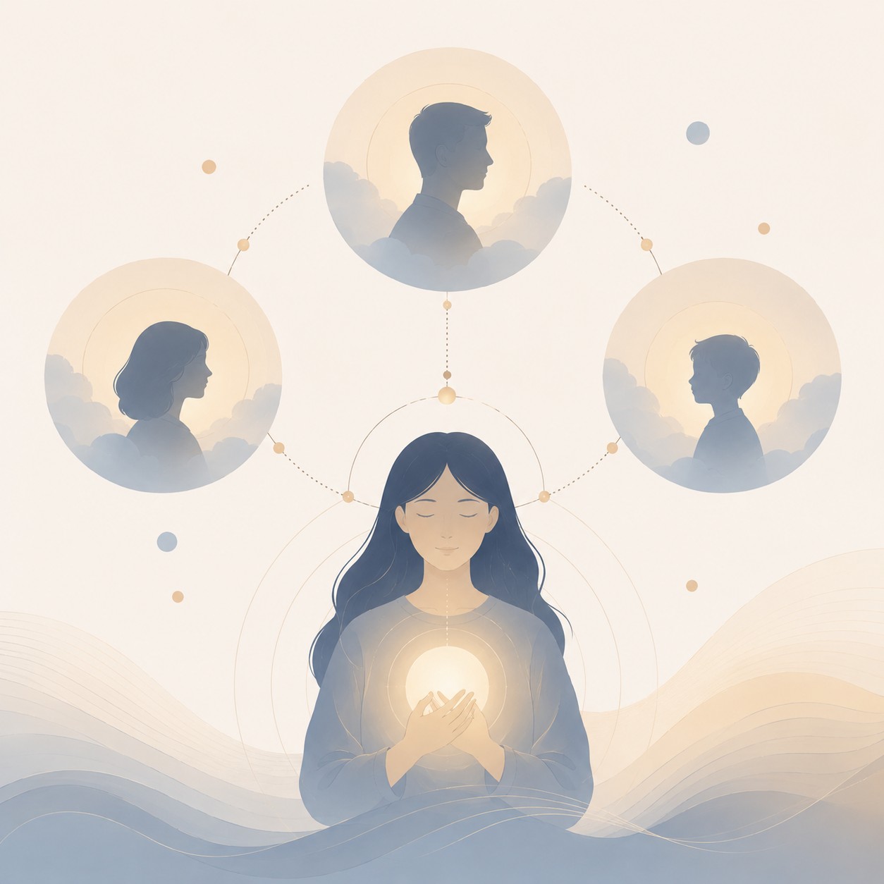 客体恒常性：一枚柔和发光的球体静置于大片空旷之中，球体轮廓清晰，周身有淡淡的晕圈，光线稳定而均匀，四周别无他物，球体是画面唯一的微光